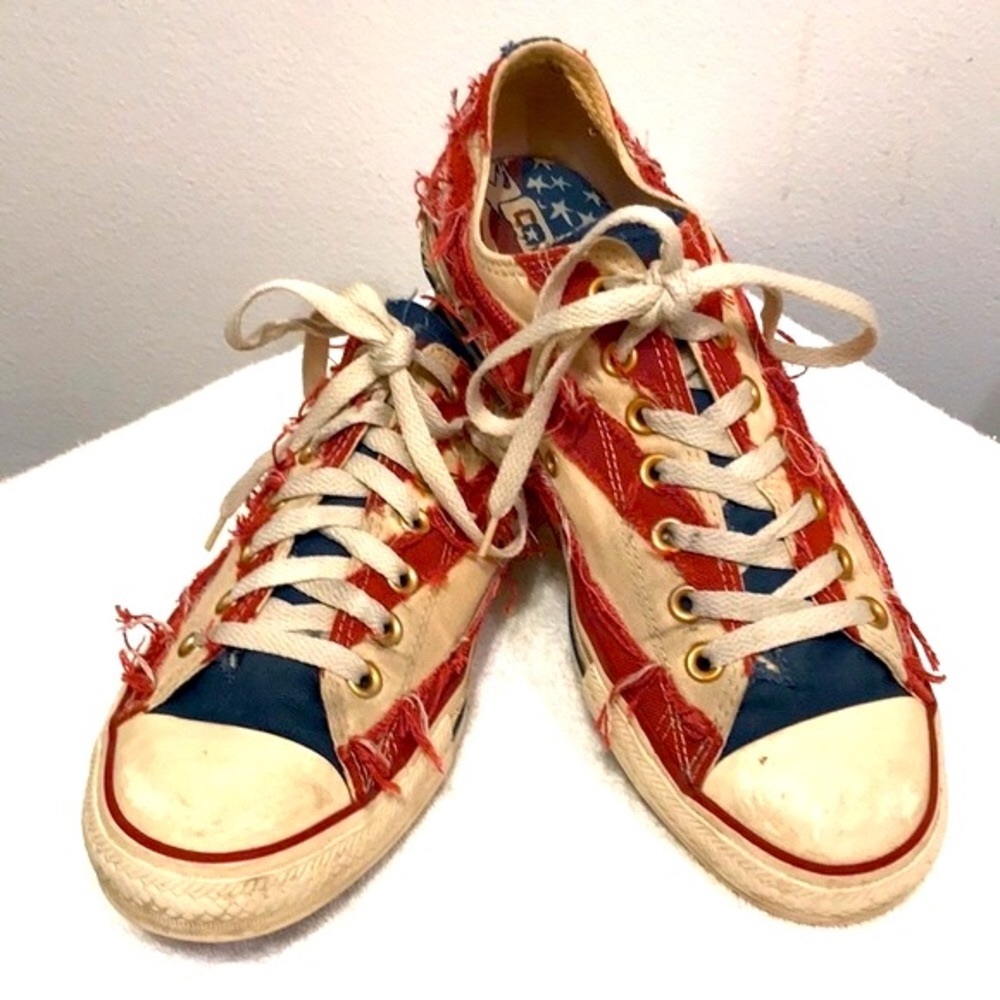 Converse All Star low tops sneakers. Shredded American Flag, rare style.…